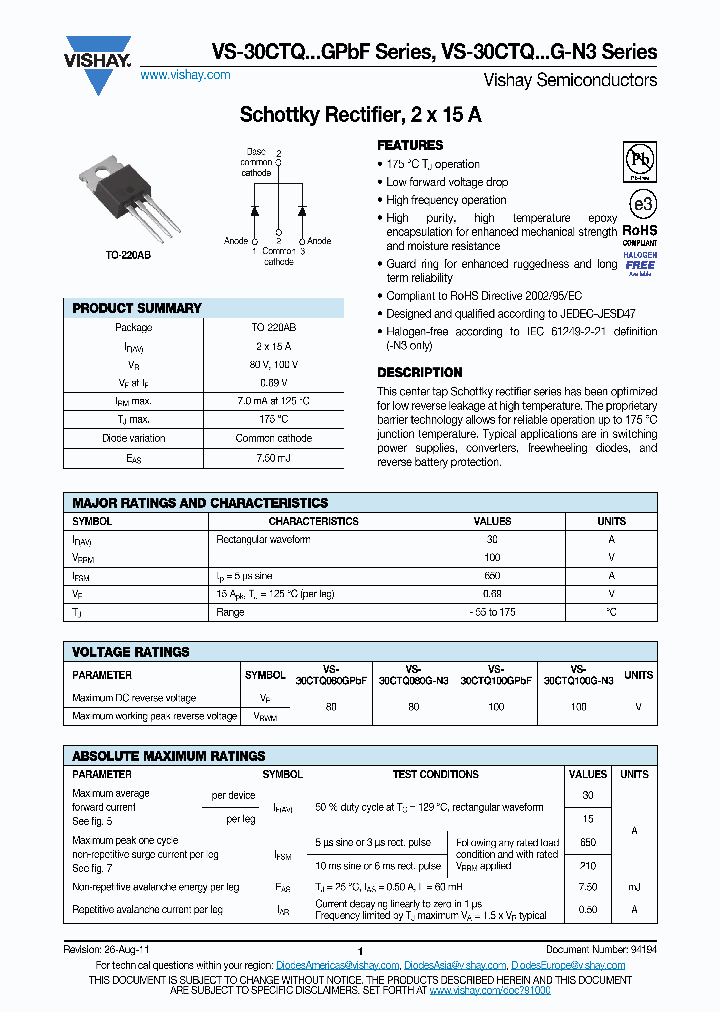 30CTQ100G-N3_6386187.PDF Datasheet