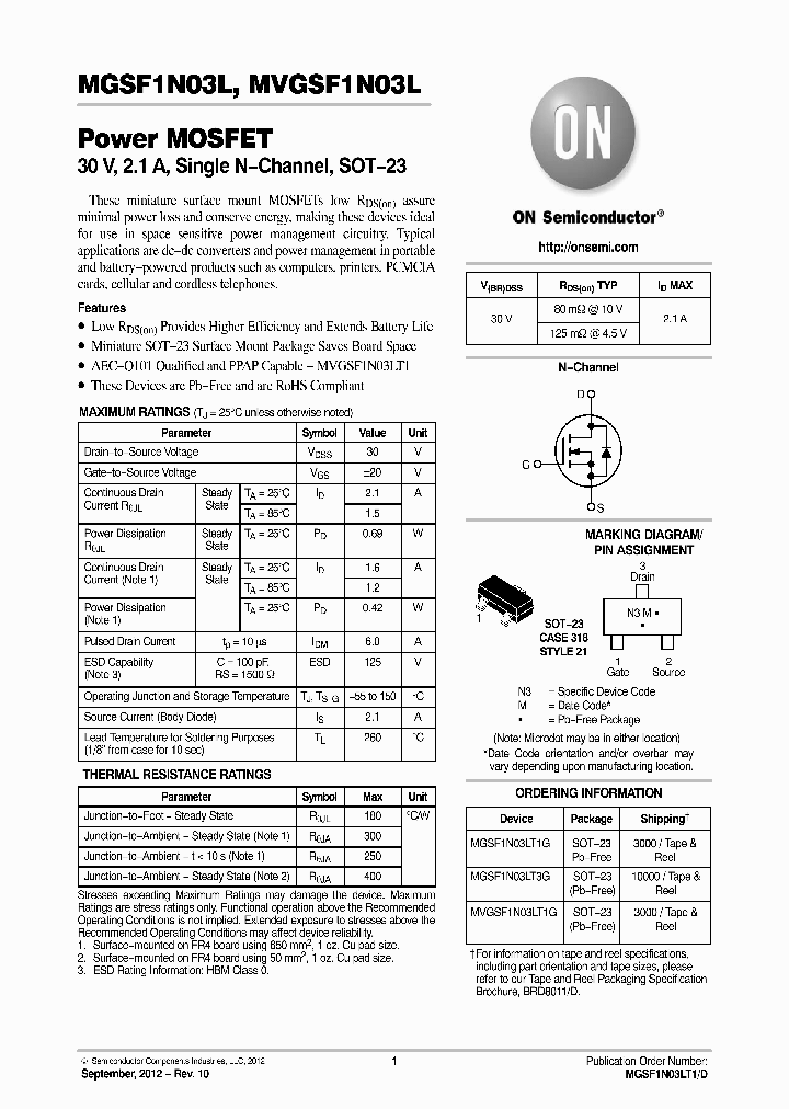 MGSF1N03LT1G_6502520.PDF Datasheet