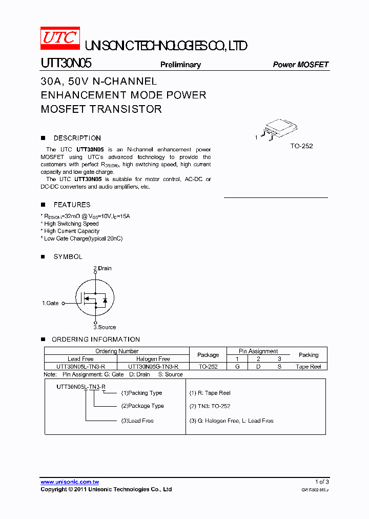 UTT30N05_6523838.PDF Datasheet