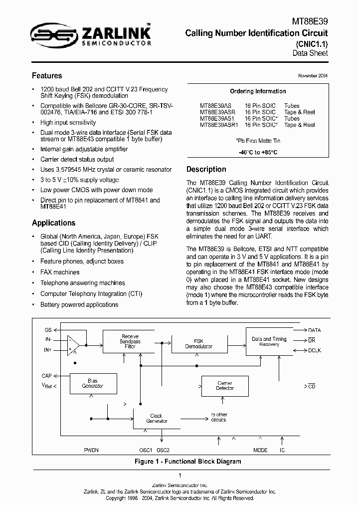 MT88E39ASR1_6526263.PDF Datasheet