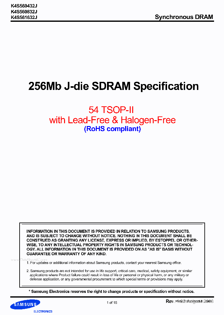 K4S560432J_6609200.PDF Datasheet