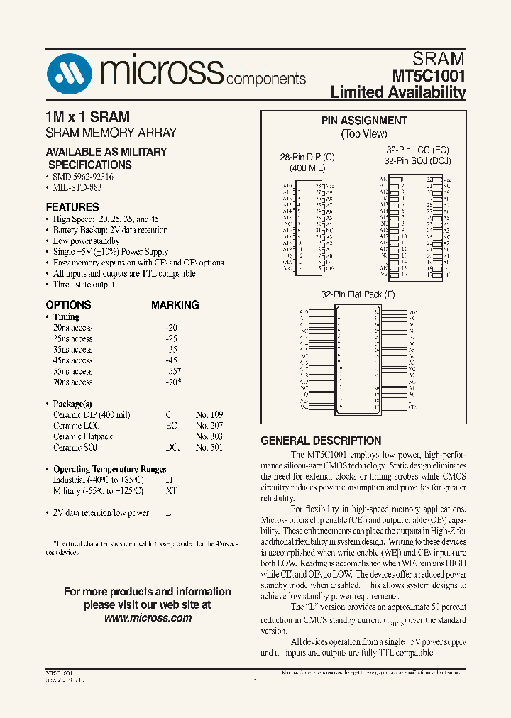 MT5C1001C-40LIT_6628643.PDF Datasheet