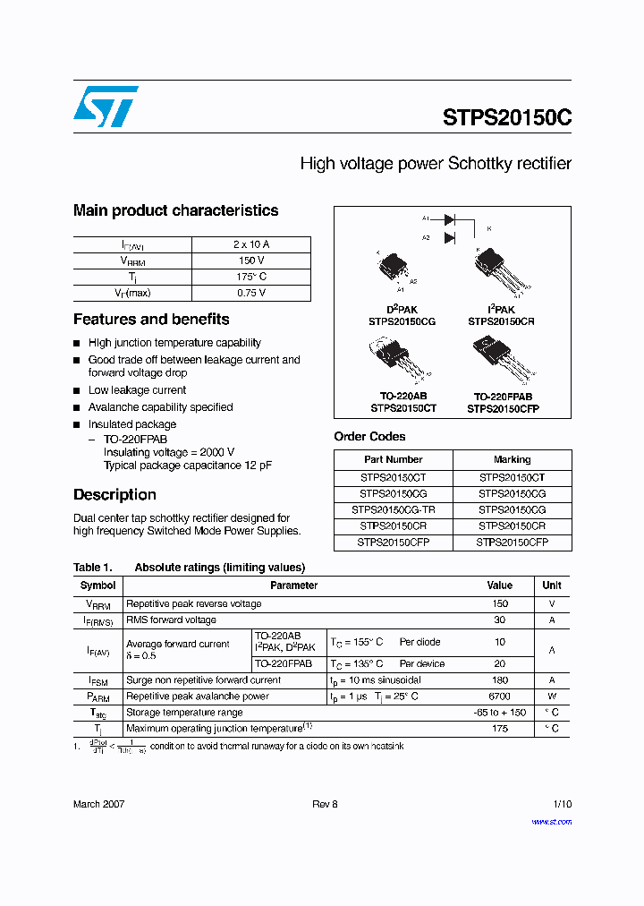 STPS20150CG_6662765.PDF Datasheet