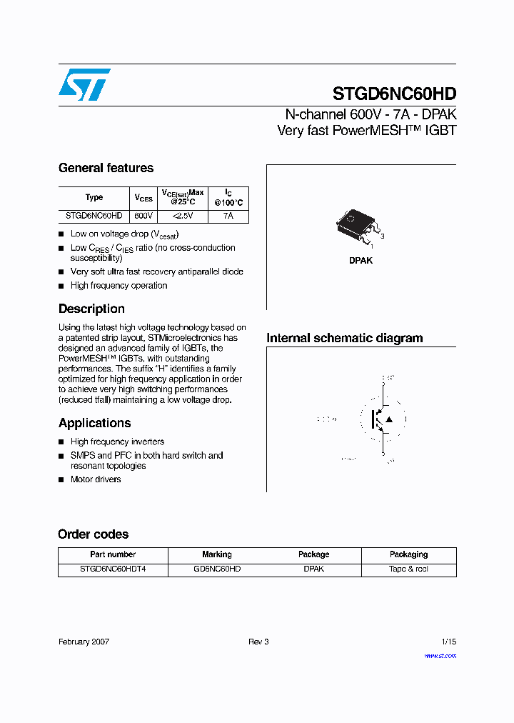 STGD6NC60HDT4_6663509.PDF Datasheet