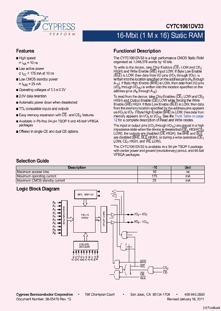 CY7C1061DV33-10BVJXI_6666885.PDF Datasheet