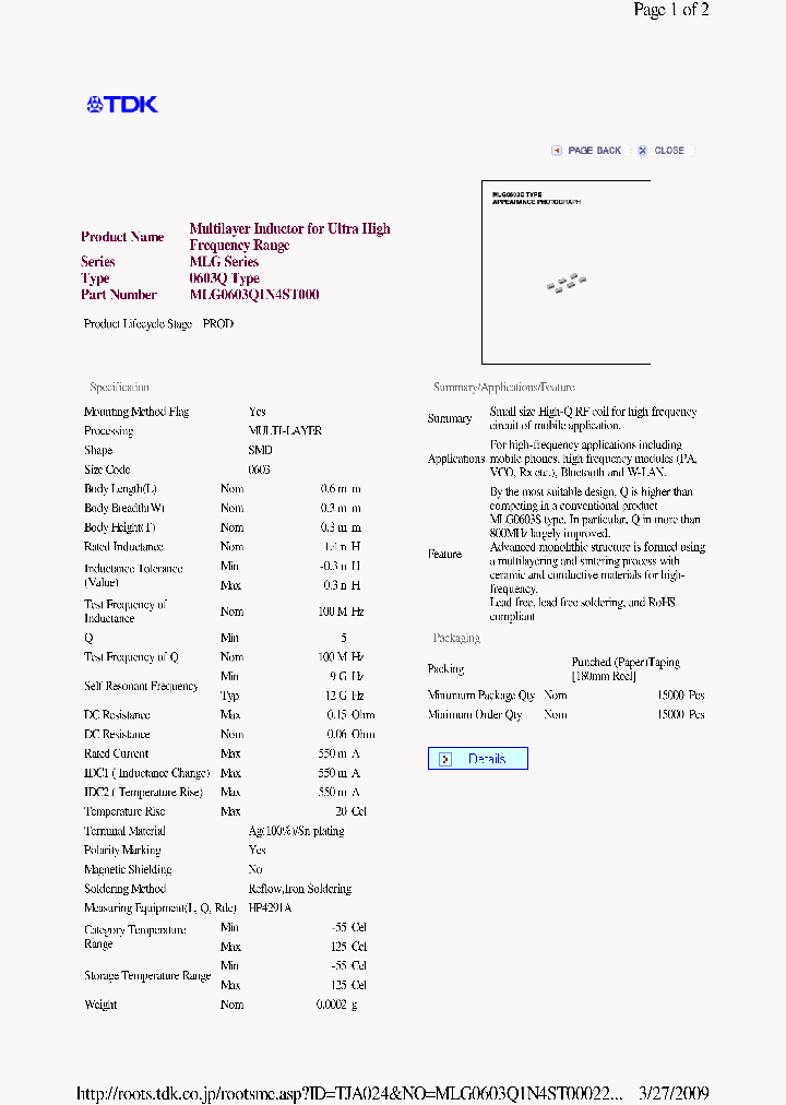 MLG0603Q1N4ST000_6683322.PDF Datasheet