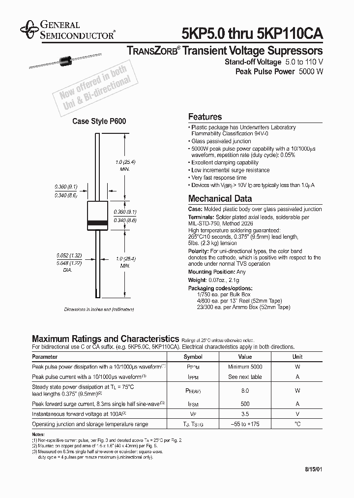 5KP26CA1_6698969.PDF Datasheet