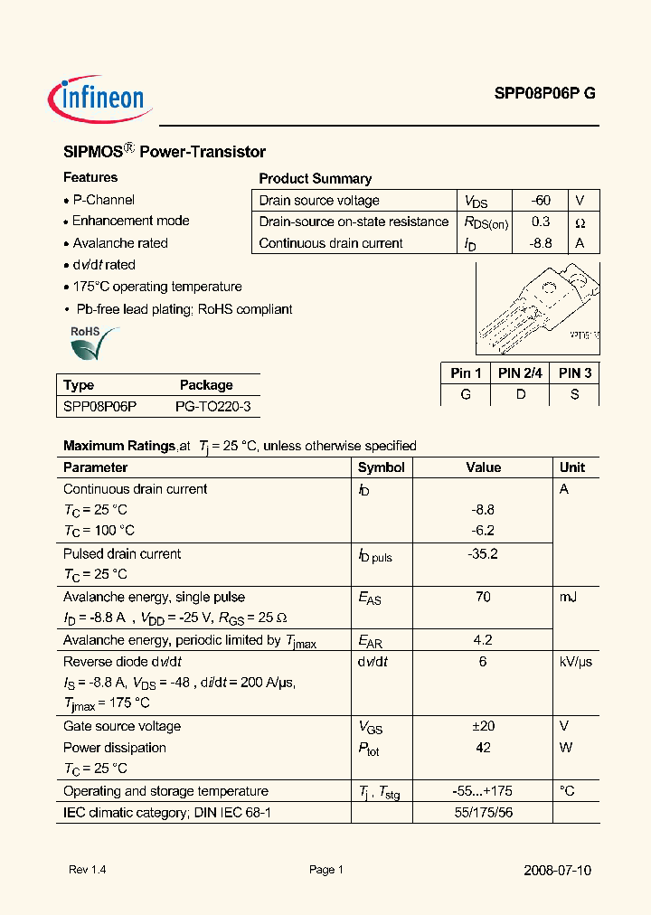 SPP08P06P_6701833.PDF Datasheet