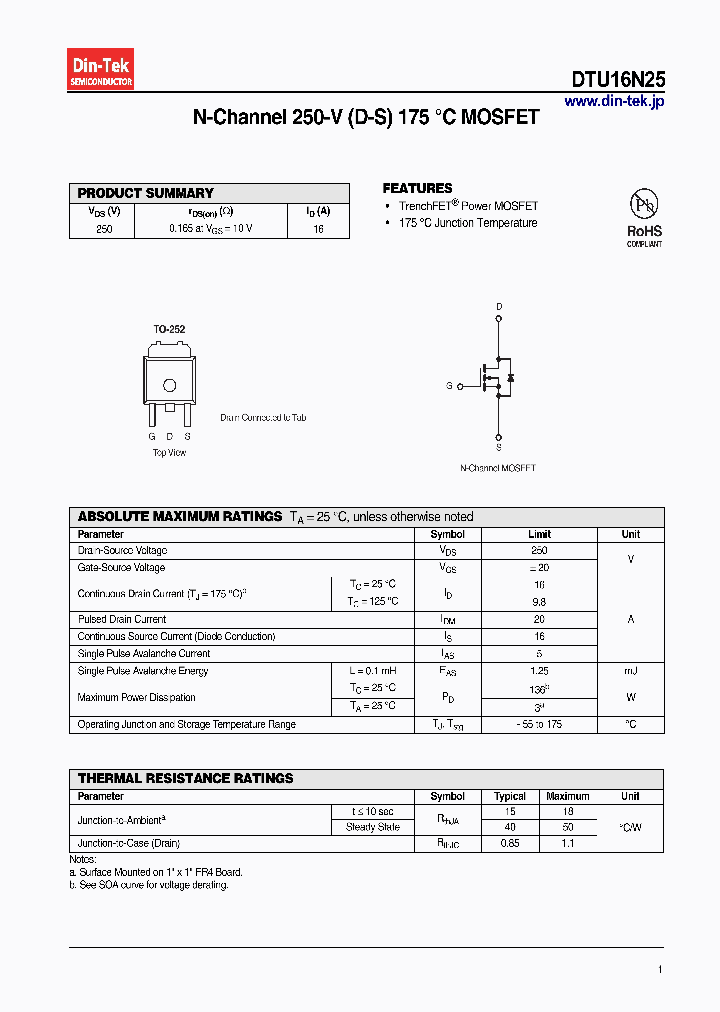 DTU16N25_6927617.PDF Datasheet