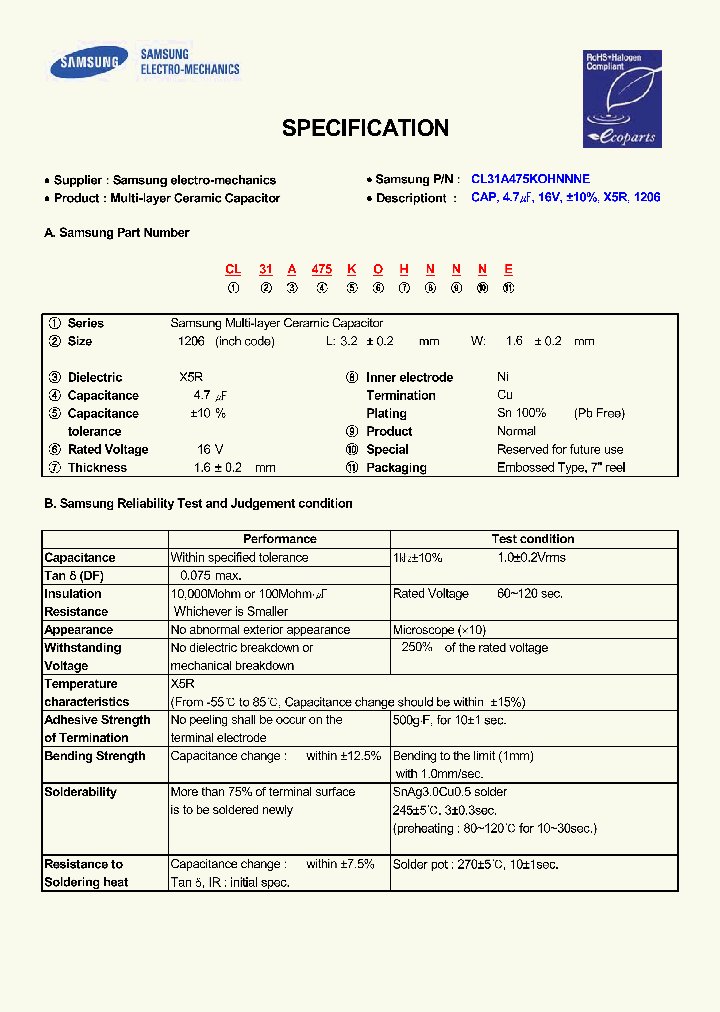 CL31A475KOHNNNE_6933153.PDF Datasheet