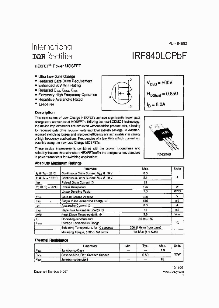 IRF840LCPBF_6742636.PDF Datasheet