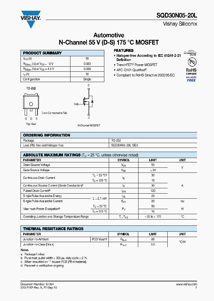 SQD30N05-20L_6770237.PDF Datasheet