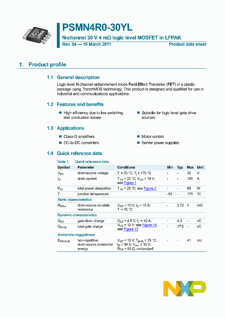 PSMN4R0-30YL_6835998.PDF Datasheet