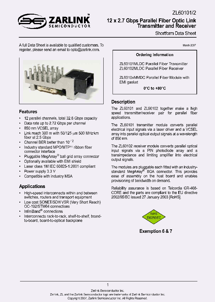 ZARLINKSEMICONDUCTORINC-ZL60101MLDC_6848117.PDF Datasheet