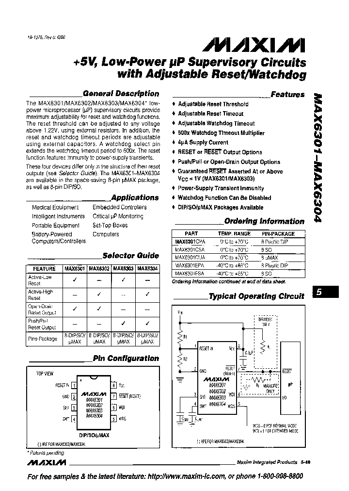 MAX6304CSAT_6863865.PDF Datasheet