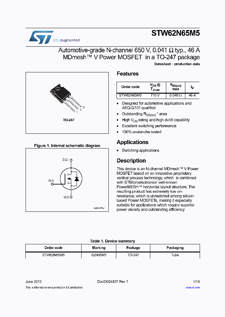 STW62N65M5_6954839.PDF Datasheet