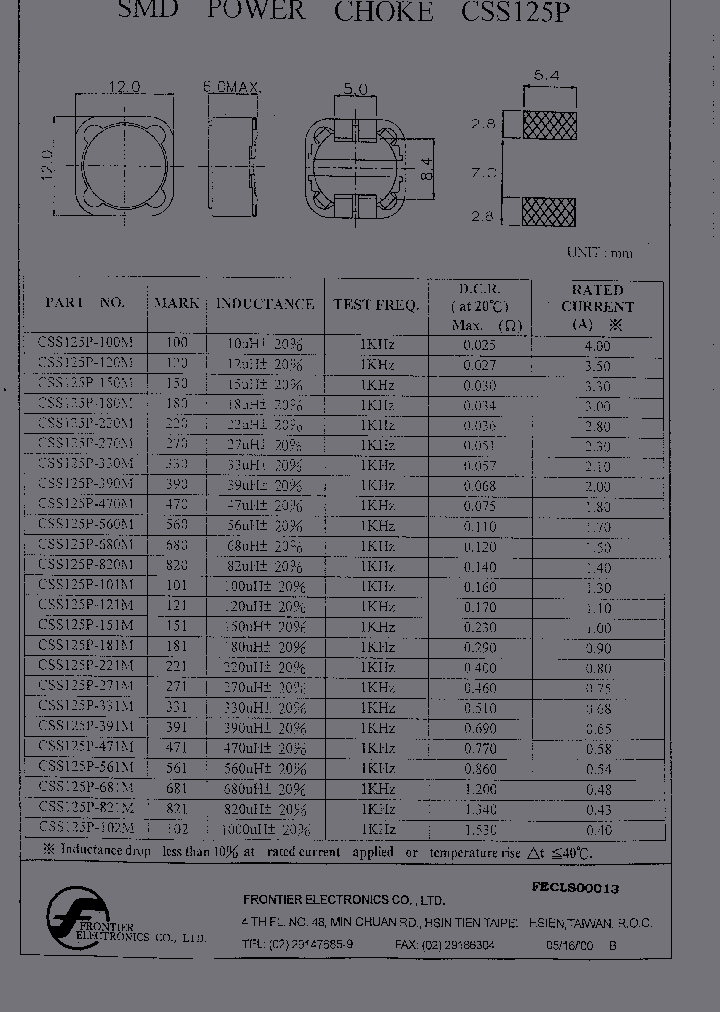 CSS125P-151M_6910746.PDF Datasheet