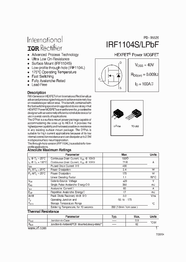 IRF1104LPBF_6942919.PDF Datasheet