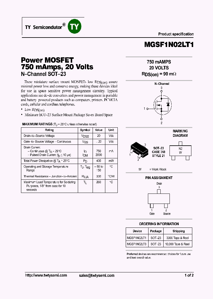 MGSF1N02LT1_6998850.PDF Datasheet