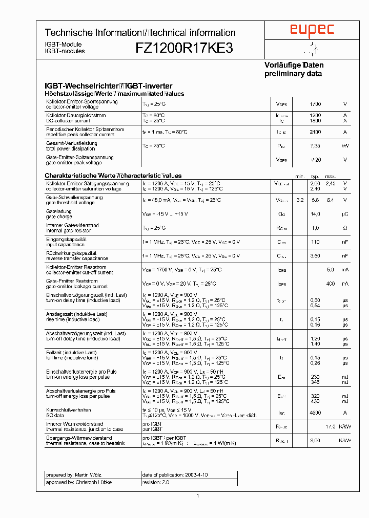 DBFZ1200R17KE320_7003014.PDF Datasheet