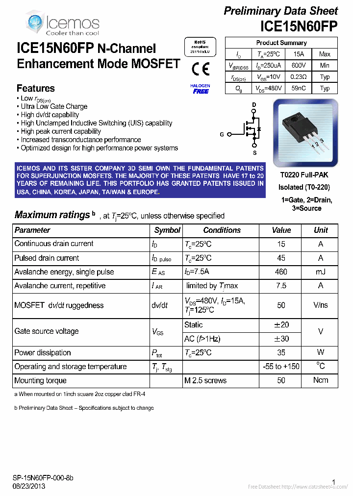 ICE15N60FP_7003455.PDF Datasheet