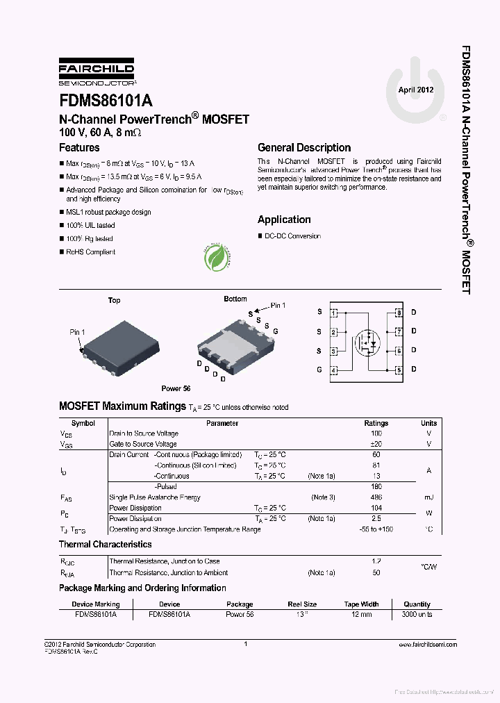 FDMS86101A_7008824.PDF Datasheet