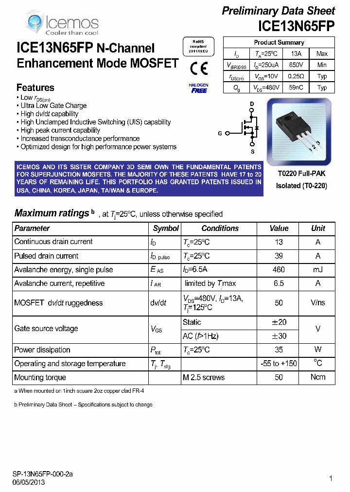 ICE13N65FP_7049022.PDF Datasheet