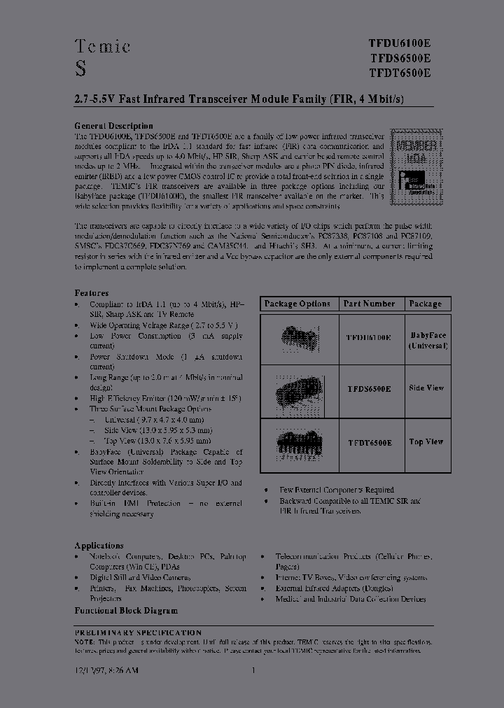 TFDU6100E-TR3_7149670.PDF Datasheet