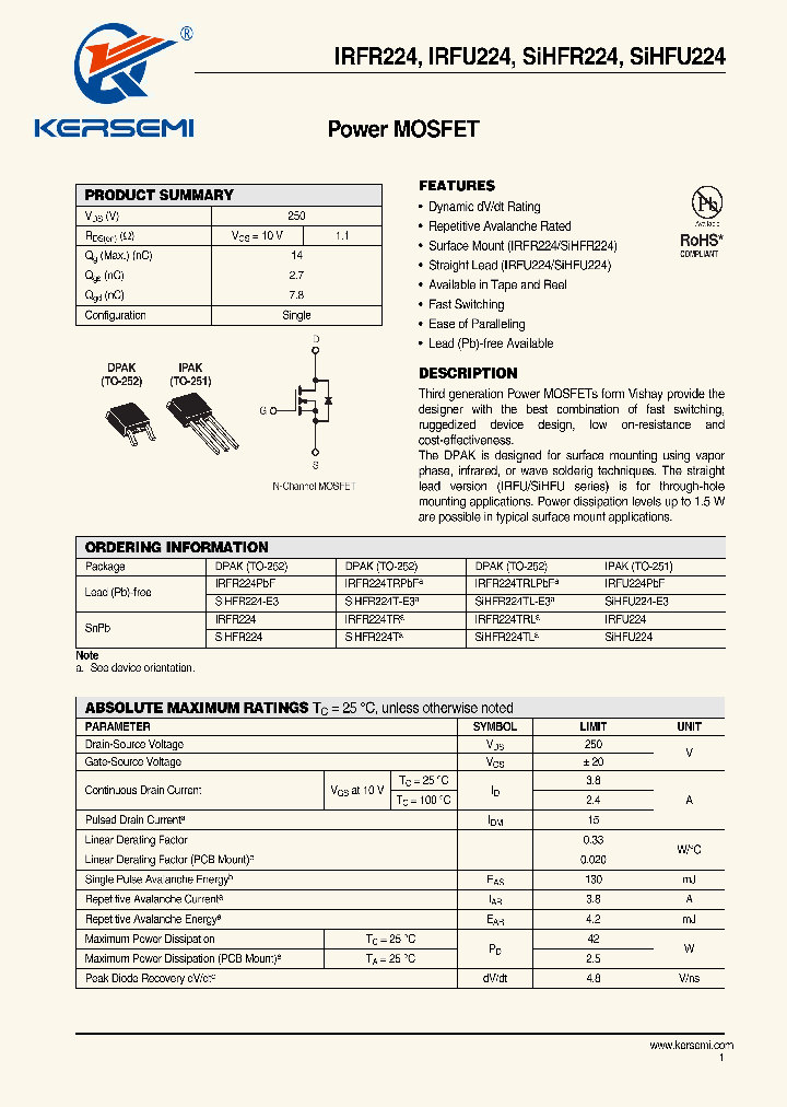 IRFU224_7152144.PDF Datasheet