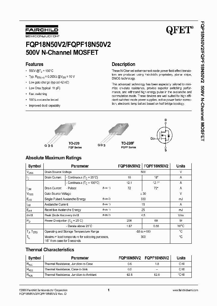 FAIRCHILDSEMICONDUCTORCORP-FQP18N50V2NL_7156423.PDF Datasheet
