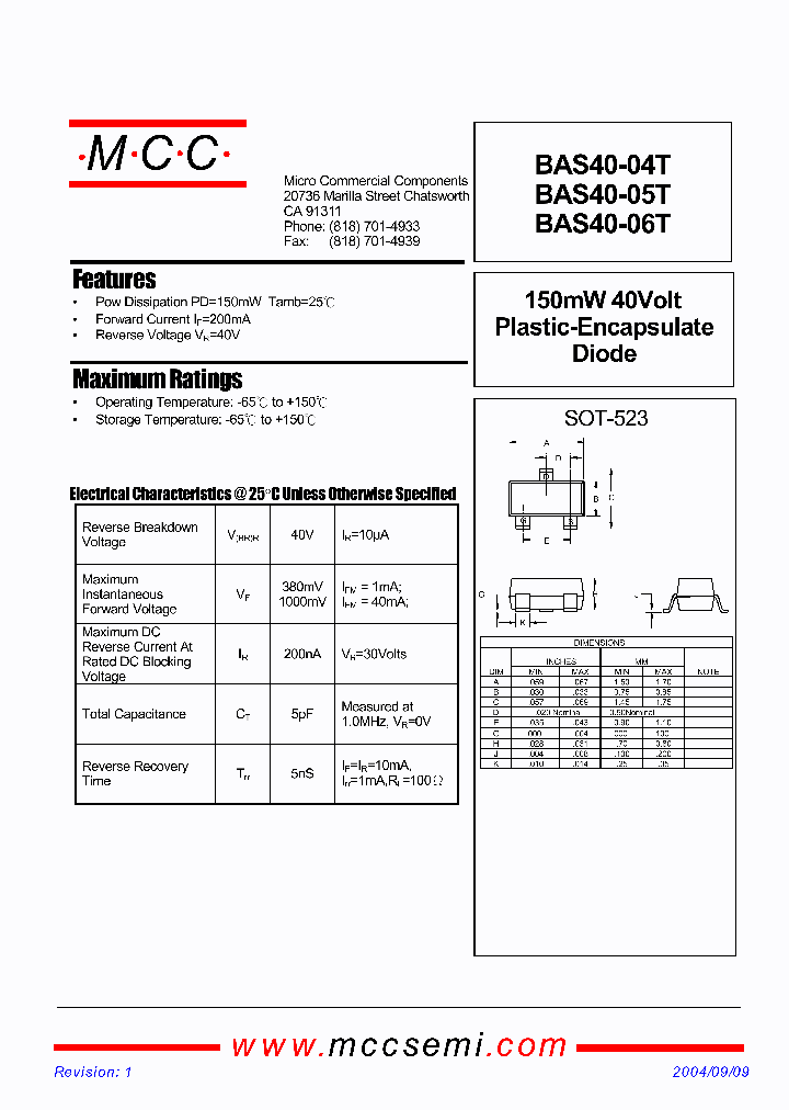 BAS40T_7158848.PDF Datasheet