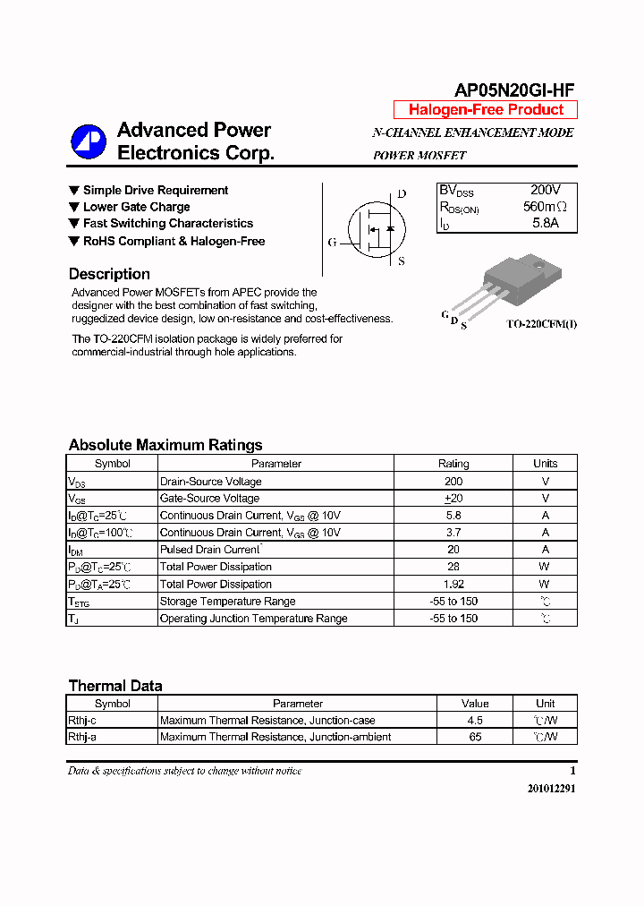 AP05N20GI-HF_7198126.PDF Datasheet