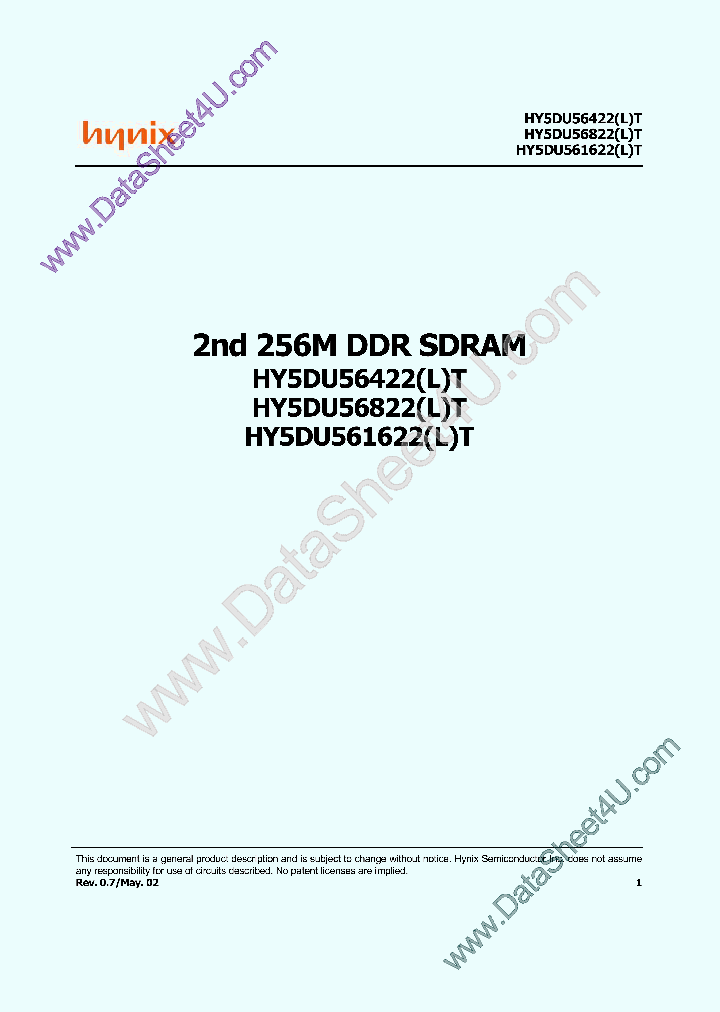 HY5DU561622T_7233930.PDF Datasheet