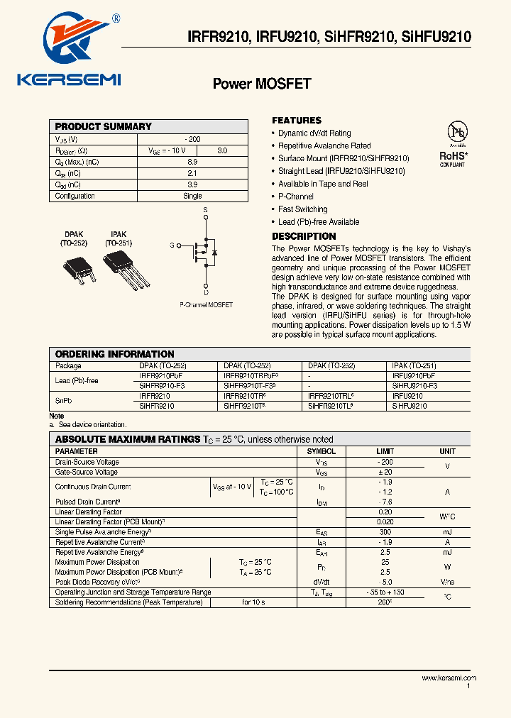 IRFR9210_7244456.PDF Datasheet