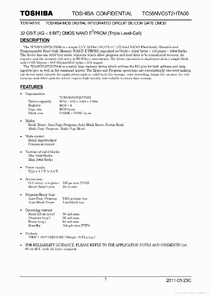 TC58NVG5T2HTA00_7250904.PDF Datasheet