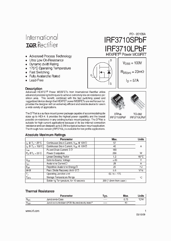 IRF3710STRLPBF_7295699.PDF Datasheet