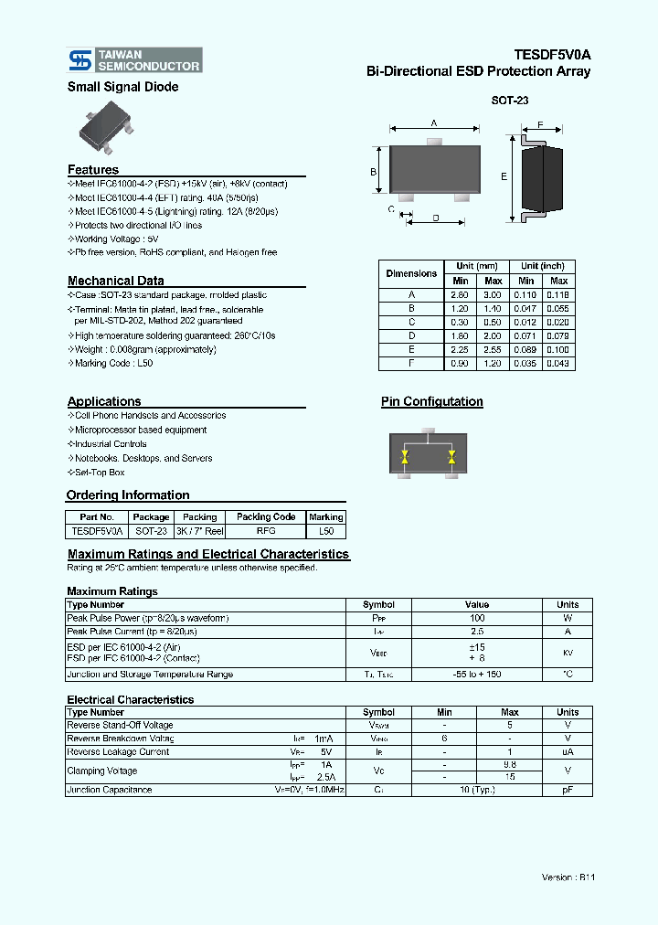 TESDF5V0A_7304098.PDF Datasheet