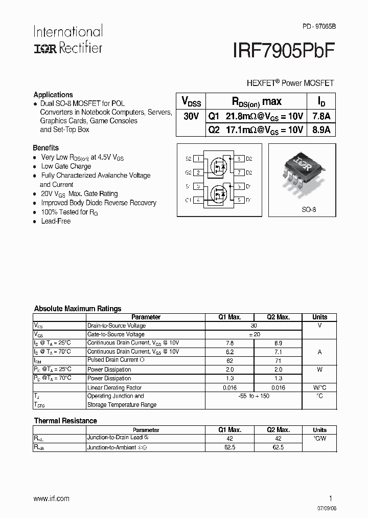 IRF7905PBF_7316857.PDF Datasheet