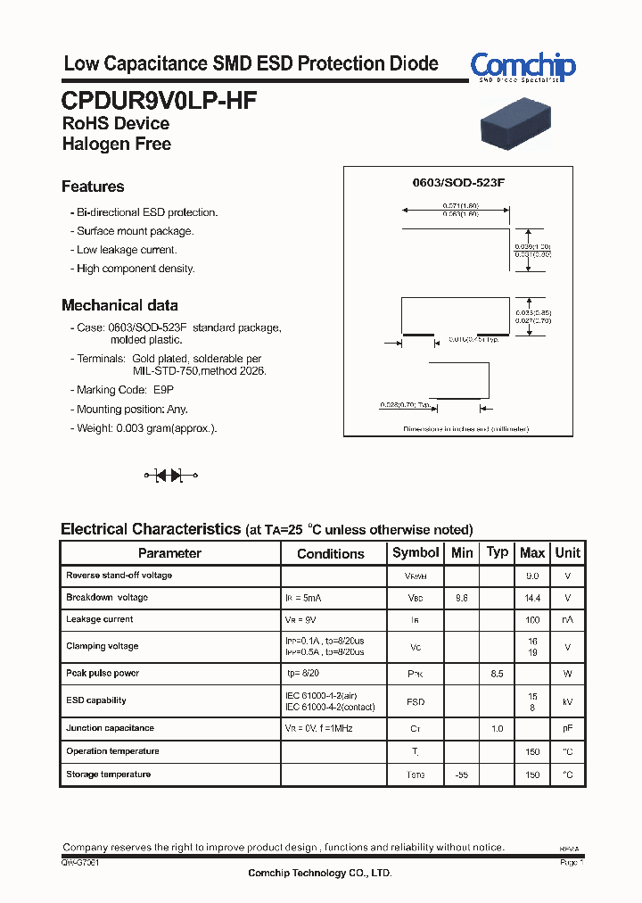 CPDUR9V0LP-HF_7333502.PDF Datasheet