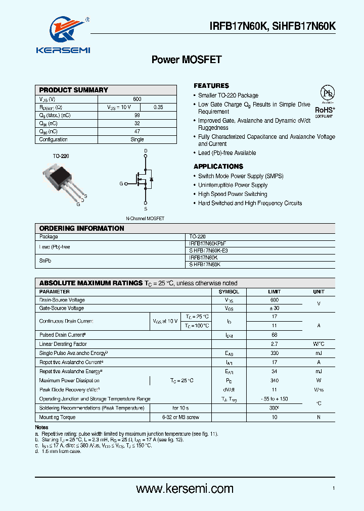 IRFB17N60K_7352000.PDF Datasheet