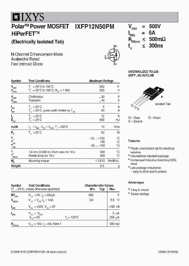 IXFP12N50PM_7393164.PDF Datasheet