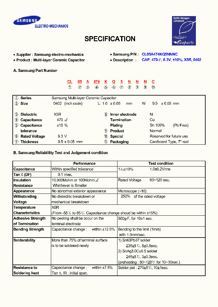 CL05A474KQ5NNNC_7397825.PDF Datasheet