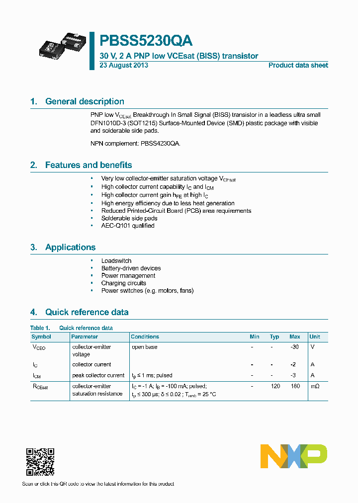 PBSS5230QA_7464555.PDF Datasheet