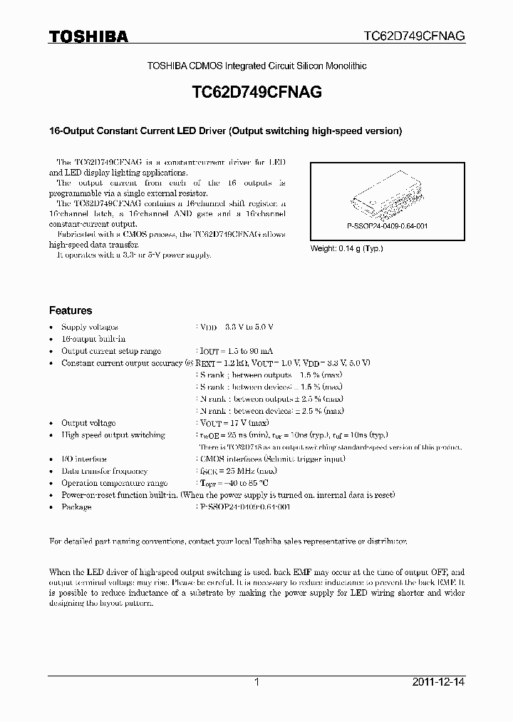 TC62D749CFNAG_7490761.PDF Datasheet