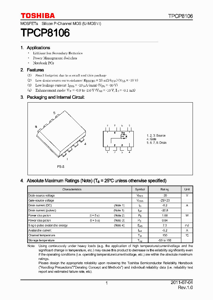 TPCP8106_7500671.PDF Datasheet