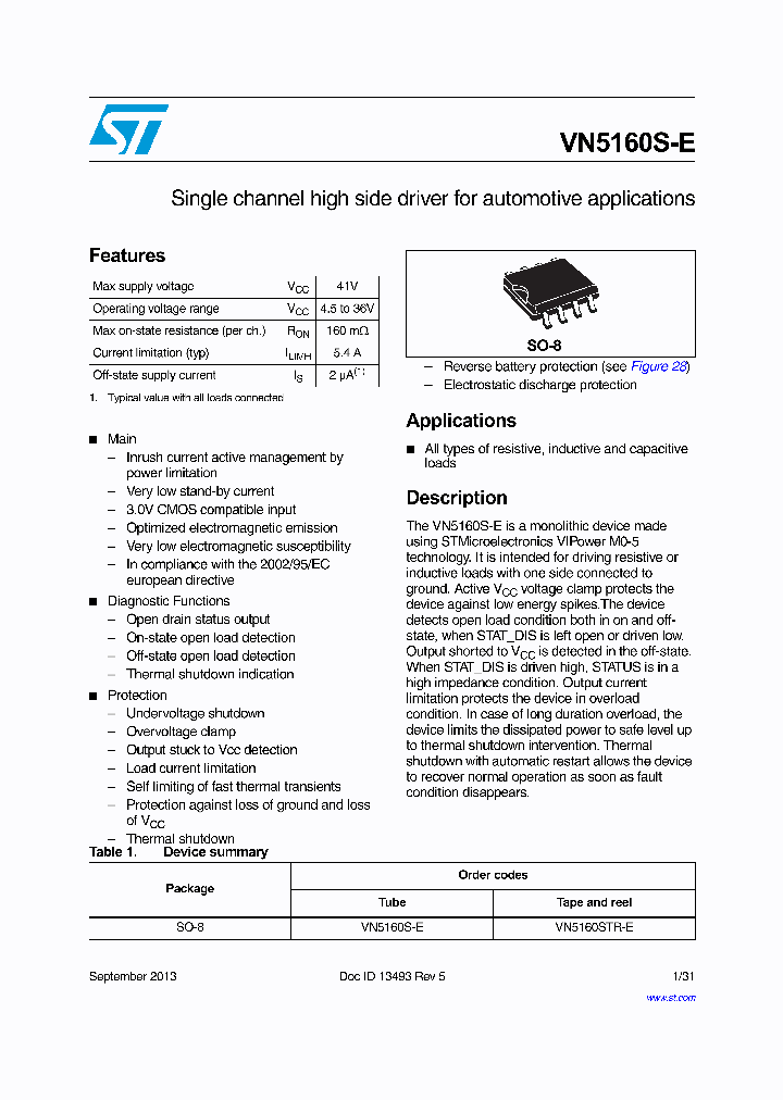 VN5160STR-E_7566527.PDF Datasheet