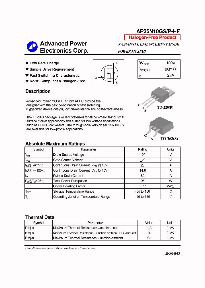 AP25N10GS-HF_7573391.PDF Datasheet