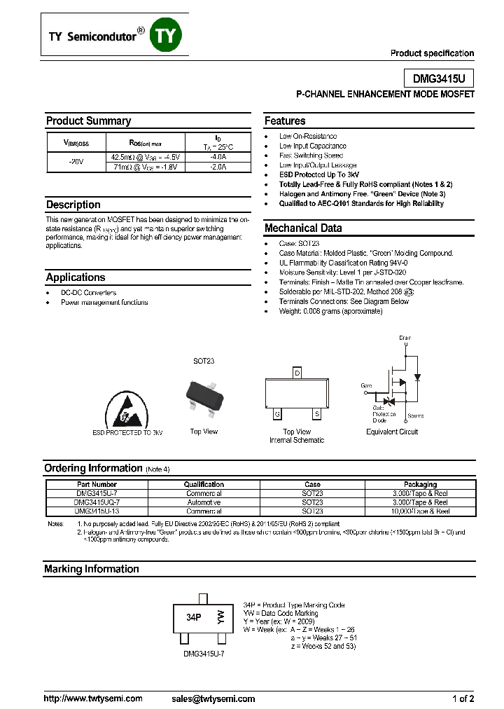 DMG3415U-13_7573412.PDF Datasheet