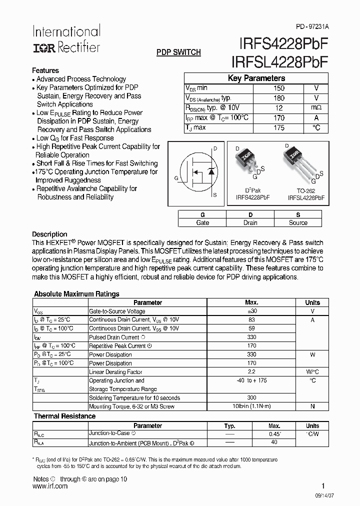 IRFS4228PBF_7589527.PDF Datasheet