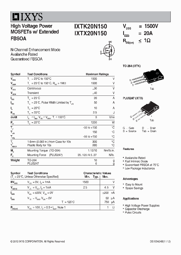 IXTK20N150_7594595.PDF Datasheet